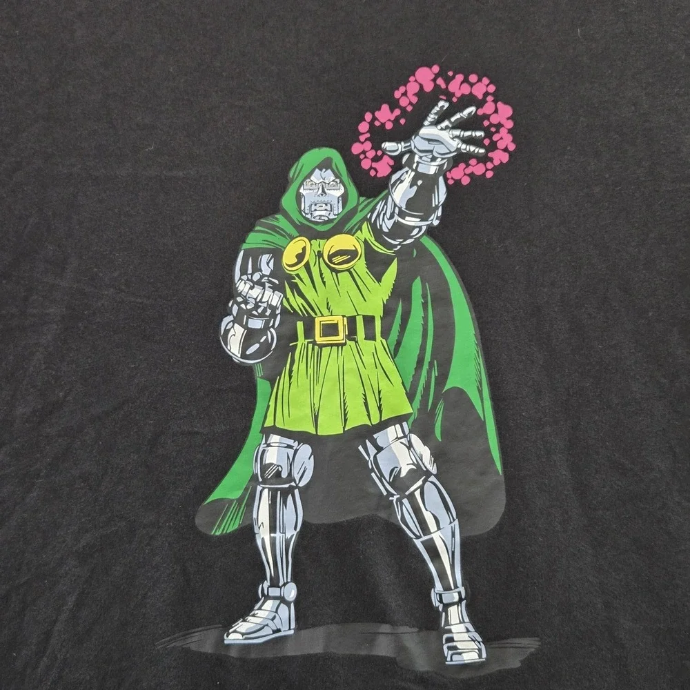 Adidas x Marvel Men Shirt XL Black Graphic Doctor‎ Doom Short Sleeve Logo
